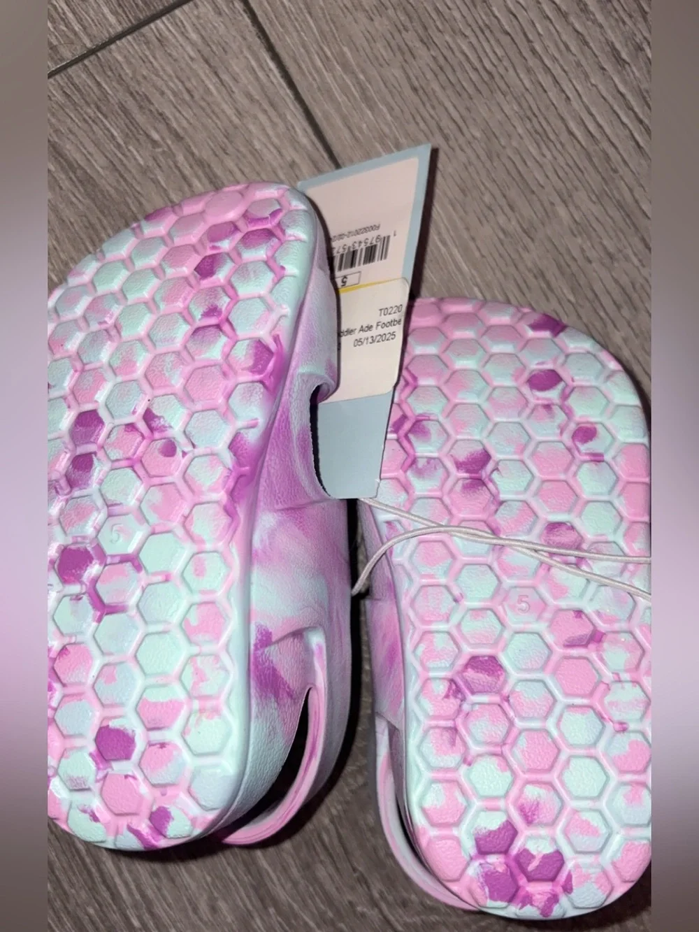 Cat & Jack Toddler Girls Size 5 Slip On Ade Sandals Purple & Blue Tye Die NEW!
